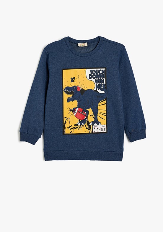 Koton Mavi Erkek Bebek Baskılı Sweatshirt