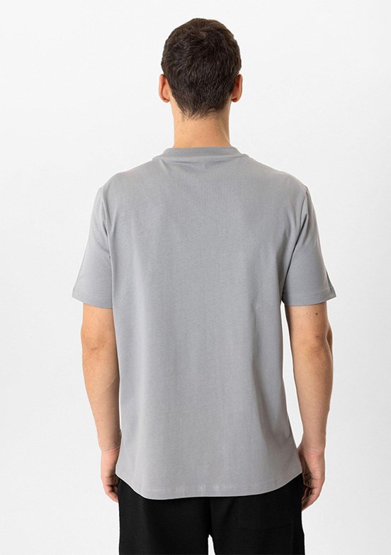 BACKANDBOND Gri Erkek Bisiklet Yaka T-Shirt