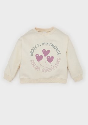 DEFACTO Bej Kız Bebek Bisiklet Yaka Sweatshirt