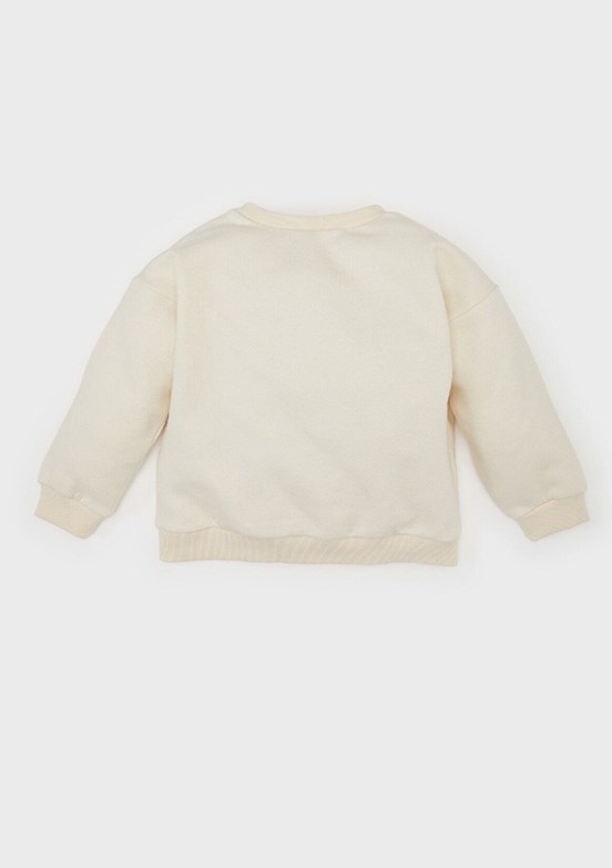DEFACTO Bej Kız Bebek Bisiklet Yaka Sweatshirt