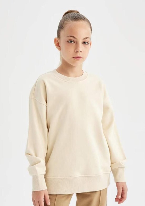 DEFACTO Bej Kız Çocuk Bisiklet Yaka Sweatshirt