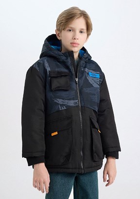 DEFACTO Siyah Erkek Çocuk Bomber Mont