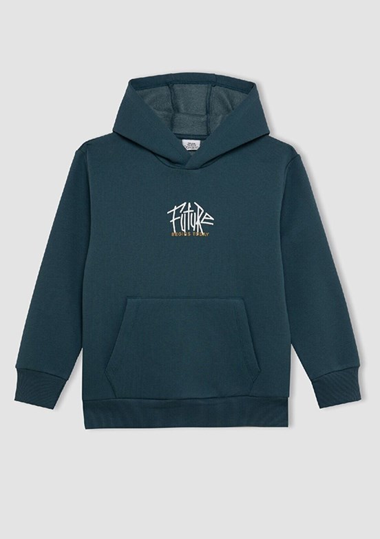 DEFACTO Yeşil Erkek Çocuk Kapüşonlu Sweatshirt