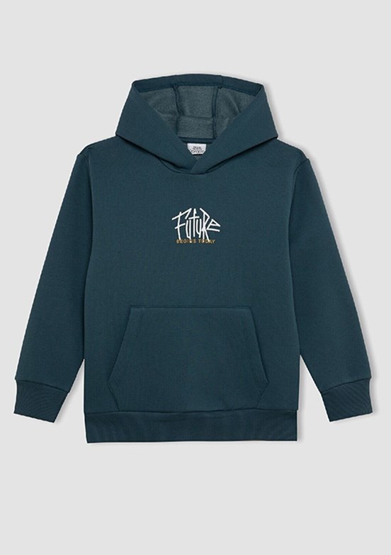 DEFACTO Yeşil Erkek Çocuk Kapüşonlu Sweatshirt