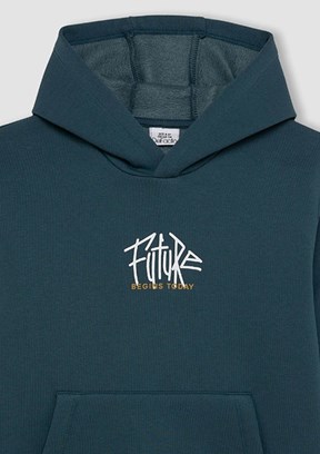 DEFACTO Yeşil Erkek Çocuk Kapüşonlu Sweatshirt