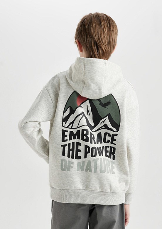 DEFACTO Beyaz Erkek Çocuk Kapüşonlu Sweatshirt