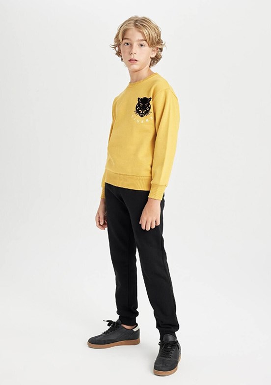 Defacto Yellow Erkek Çocuk Bisiklet Yaka Sweatshirt