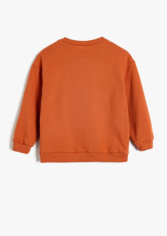 KOTON Kahverengi Erkek Bebek Baskılı Sweatshirt