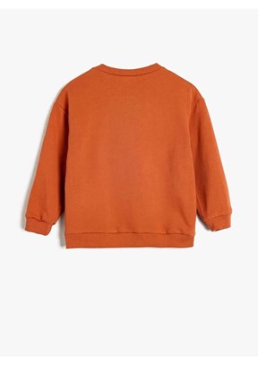 KOTON Kahverengi Erkek Bebek Baskılı Sweatshirt