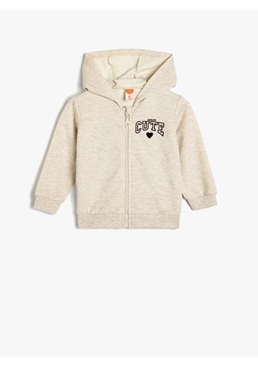 KOTON Bej Kız Çocuk Pamuklu Sweatshirt