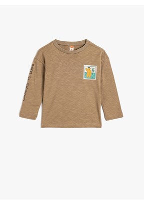 KOTON - 5WMB10214TK Erkek Bebek Kahverengi Pamuklu T-Shirt