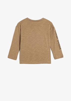 KOTON - 5WMB10214TK Erkek Bebek Kahverengi Pamuklu T-Shirt