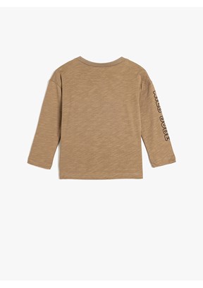 KOTON - 5WMB10214TK Erkek Bebek Kahverengi Pamuklu T-Shirt