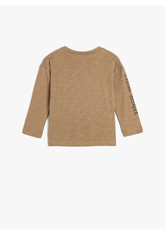 KOTON - 5WMB10214TK Erkek Bebek Kahverengi Pamuklu T-Shirt