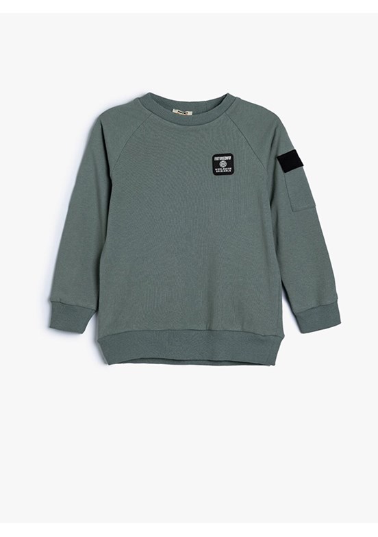 KOTON Yeşil Erkek Bebek Bisiklet Yaka Sweatshirt