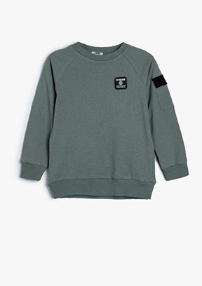KOTON Yeşil Erkek Bebek Bisiklet Yaka Sweatshirt