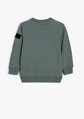 KOTON Yeşil Erkek Bebek Bisiklet Yaka Sweatshirt