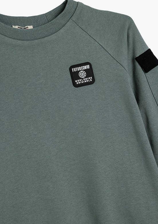 KOTON Yeşil Erkek Bebek Bisiklet Yaka Sweatshirt