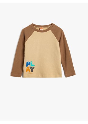 KOTON - 5WMB10152TK Erkek Bebek Bej Pamuklu T-Shirt