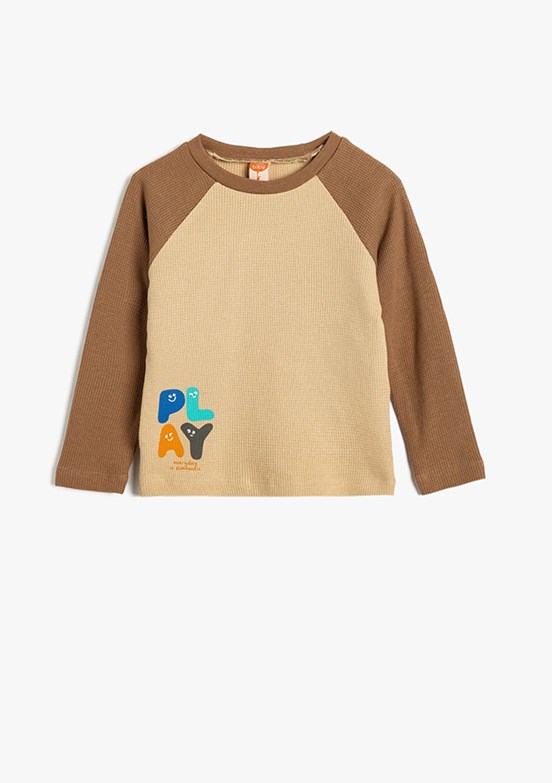 KOTON - 5WMB10152TK Erkek Bebek Bej Pamuklu T-Shirt