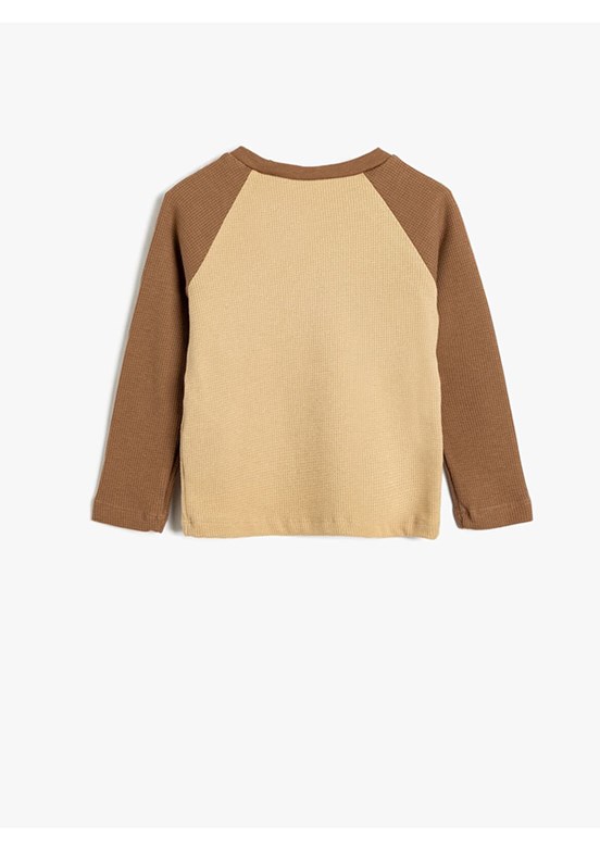 KOTON - 5WMB10152TK Erkek Bebek Bej Pamuklu T-Shirt
