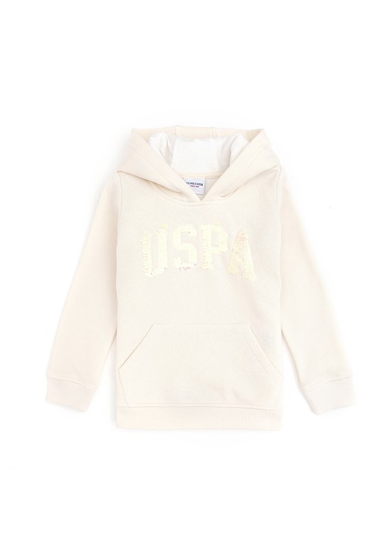 US POLO ASSN Krem Kız Çocuk Basic Sweatshirt