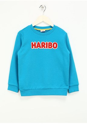 Haribo Turkuaz Unisex Çocuk Bisiklet Yaka Sweatshirt