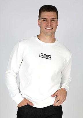 Lee Cooper Beyaz Erkek Bisiklet Yaka Sweatshirt