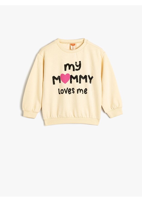 KOTON Bej Kız Bebek Baskılı Sweatshirt