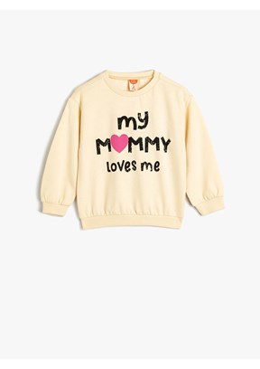 KOTON Bej Kız Bebek Baskılı Sweatshirt
