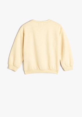 KOTON Bej Kız Bebek Baskılı Sweatshirt