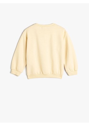 KOTON Bej Kız Bebek Baskılı Sweatshirt