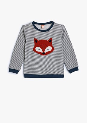 KOTON Gri Erkek Bebek Bisiklet Yaka Sweatshirt