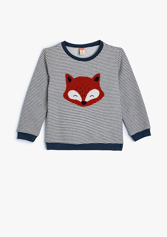KOTON Gri Erkek Bebek Bisiklet Yaka Sweatshirt