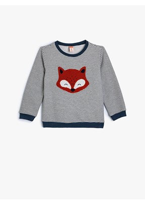 KOTON Gri Erkek Bebek Bisiklet Yaka Sweatshirt