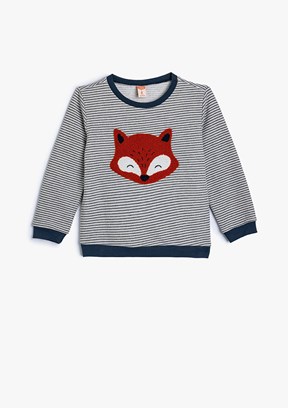 KOTON Gri Erkek Bebek Bisiklet Yaka Sweatshirt
