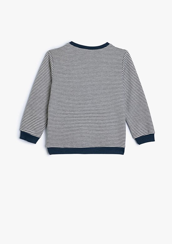 KOTON Gri Erkek Bebek Bisiklet Yaka Sweatshirt