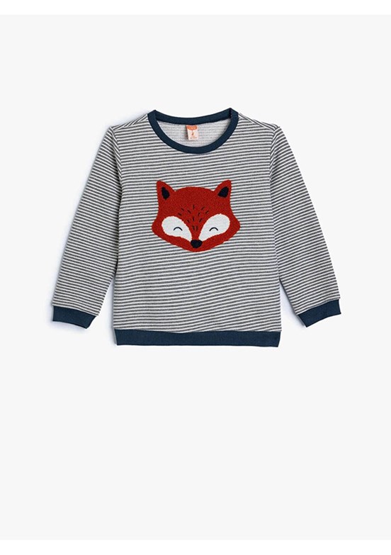 KOTON Gri Erkek Bebek Bisiklet Yaka Sweatshirt