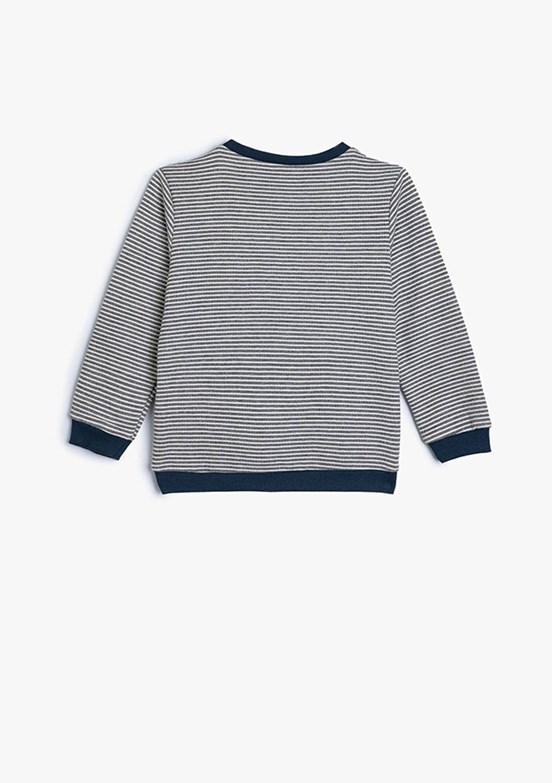 KOTON Gri Erkek Bebek Bisiklet Yaka Sweatshirt