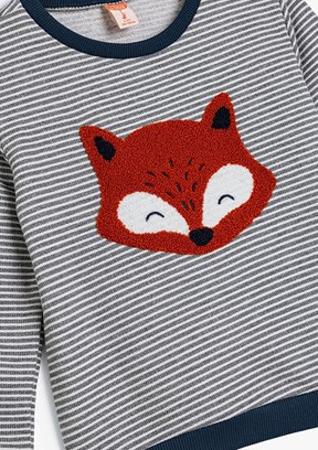 KOTON Gri Erkek Bebek Bisiklet Yaka Sweatshirt