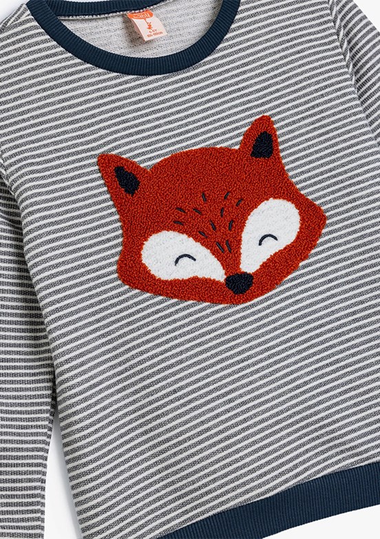 KOTON Gri Erkek Bebek Bisiklet Yaka Sweatshirt