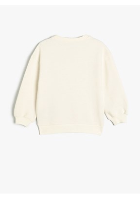 KOTON Beyaz Kız Çocuk Bisiklet Yaka Sweatshirt