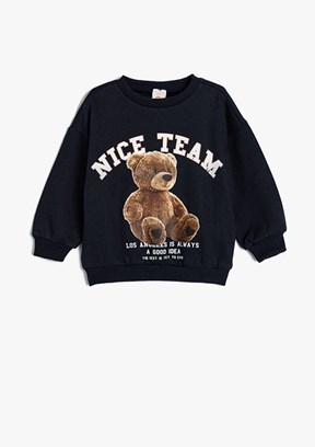 Koton Lacivert Kız Bebek Baskılı Sweatshirt