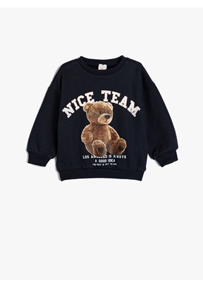 Koton Lacivert Kız Bebek Baskılı Sweatshirt
