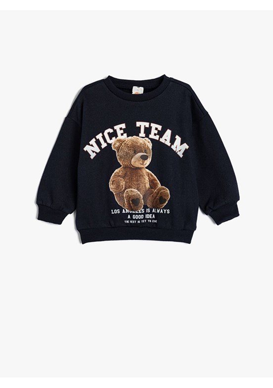 Koton Lacivert Kız Bebek Baskılı Sweatshirt