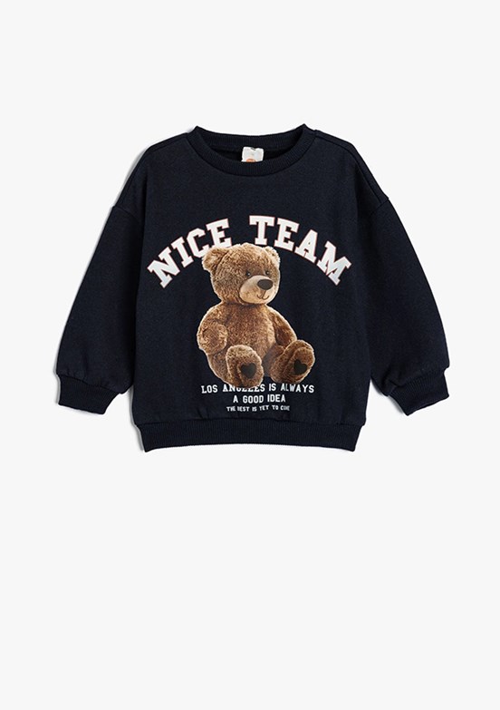 Koton Lacivert Kız Bebek Baskılı Sweatshirt