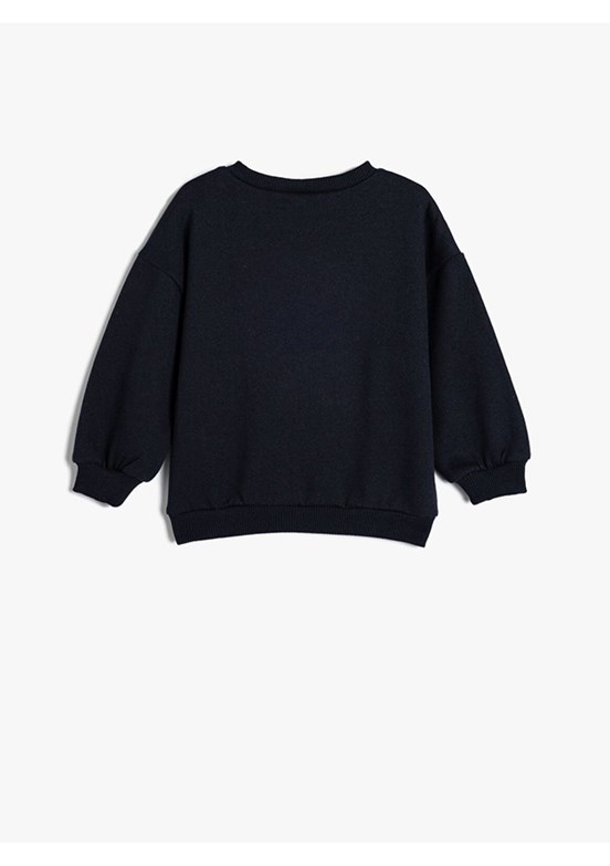 Koton Lacivert Kız Bebek Baskılı Sweatshirt