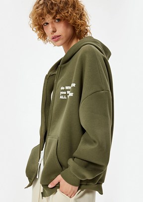 Koton Yeşil Kadın Baskılı Sweatshirt