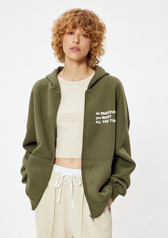 Koton Yeşil Kadın Baskılı Sweatshirt