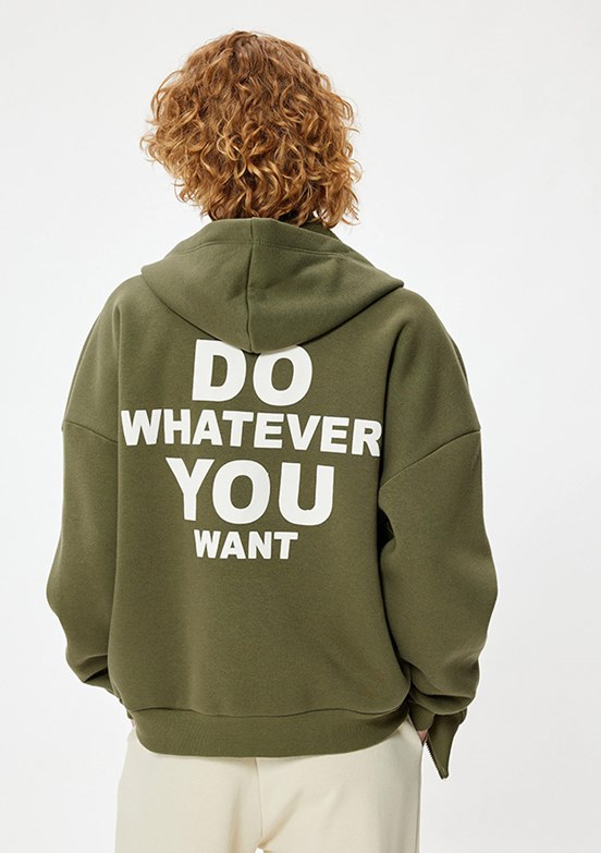 Koton Yeşil Kadın Baskılı Sweatshirt